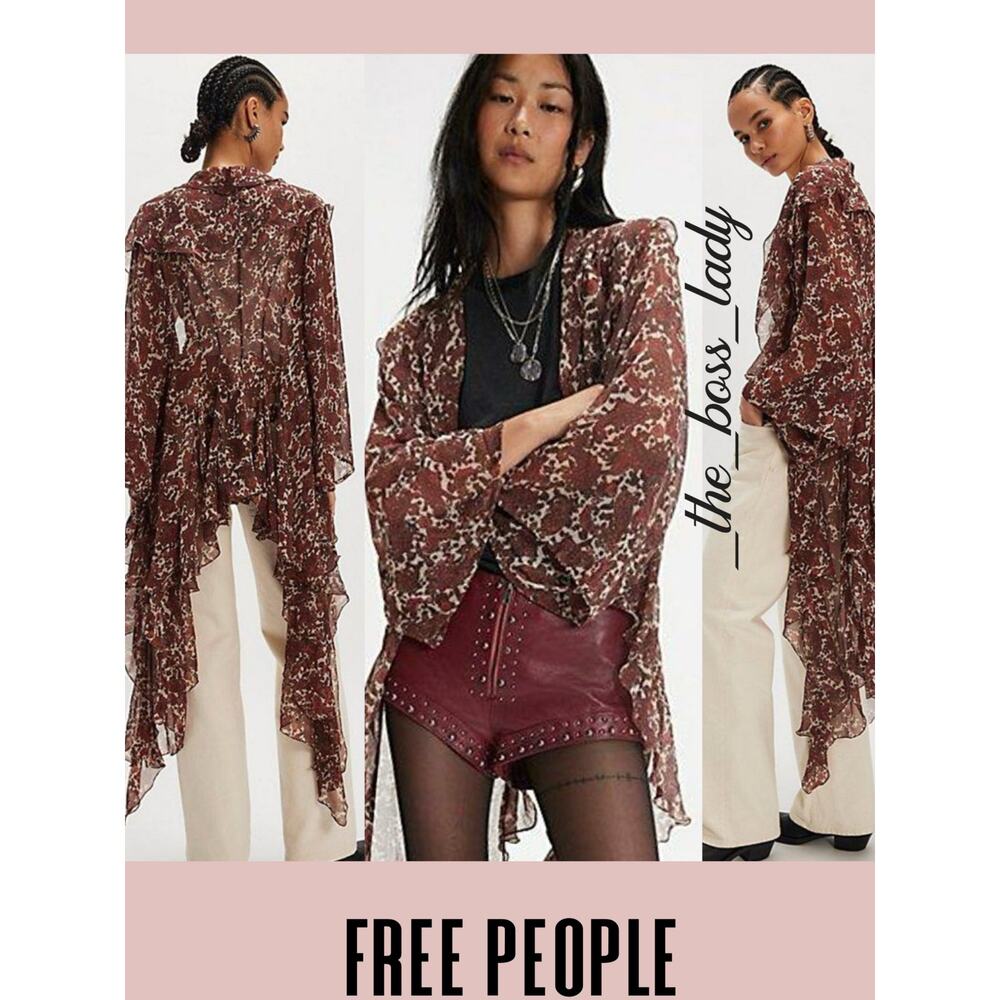 Free People duster high low ruffled all tous one-piece asymmetrical kaftan